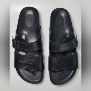 Mango Mojito Men's Black Leather Slip On Buckle Shoe Size 45